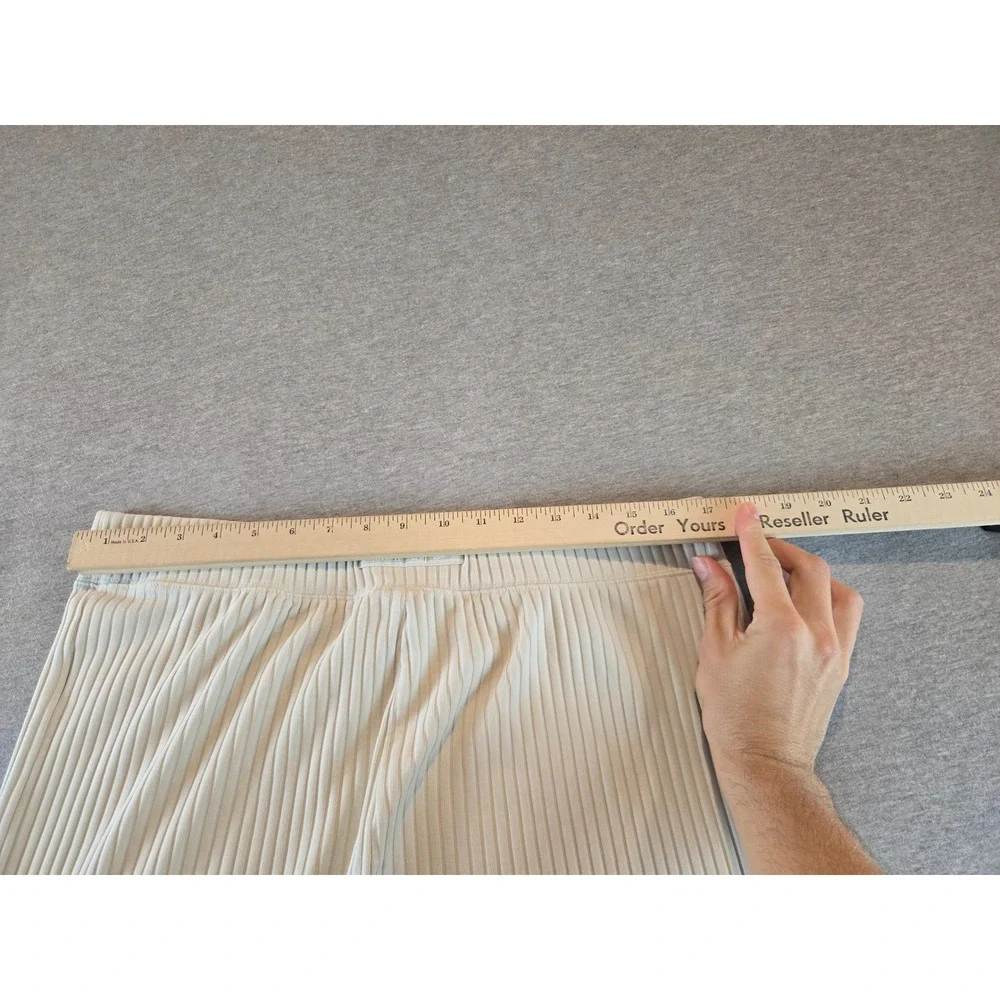 Nike Ribbed Knit‎ Flare Pants Womens XL Cream FN3169-020 High Rise Athleisure